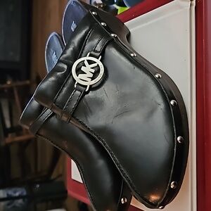 Michael Kors Black Leather Platform Studded Clogs Size 8